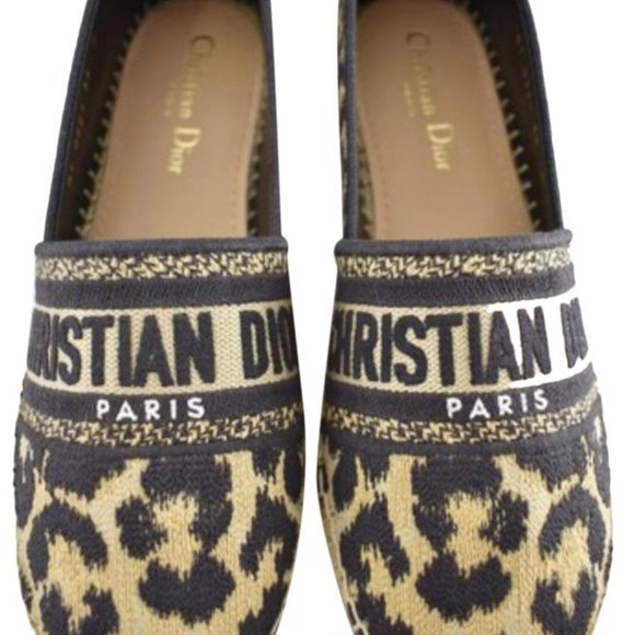 26 U Natural Brown Granville Neutral Leopard Logo Embroidered Espadrille - Picture 1 of 14